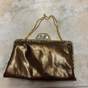 Glamorous Bronze Evening Clutch with Chain